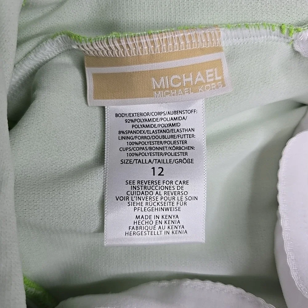 Michael Kors Size 12 One-Shoulder‎ Side-Cutout Swimsuit Green One Piece New